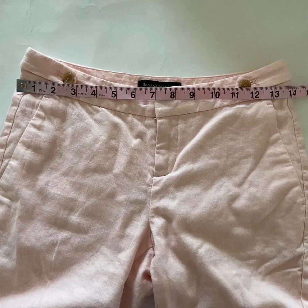 Banana Republic Avery Peach Linen Blend Tailored Ankle Pants 00 Petite Office